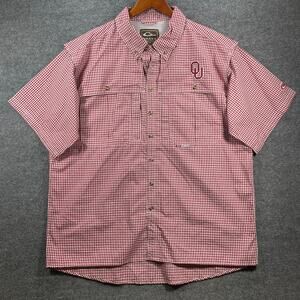 Drake Oklahoma Waterfowl Wingshooter's Shirt Men's XL Red Plaid Breathable